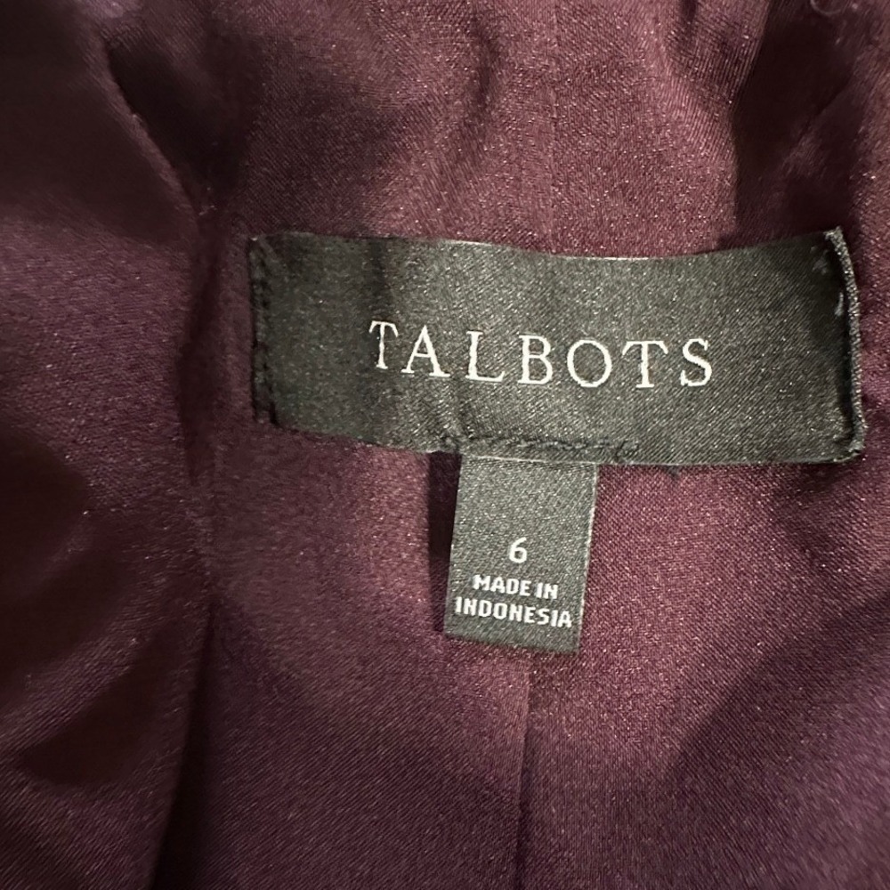 Talbots Open Front Blazer Womens Burgundy Cotton Stretch Dark Academia Autumn 6 - Picture 4 of 6